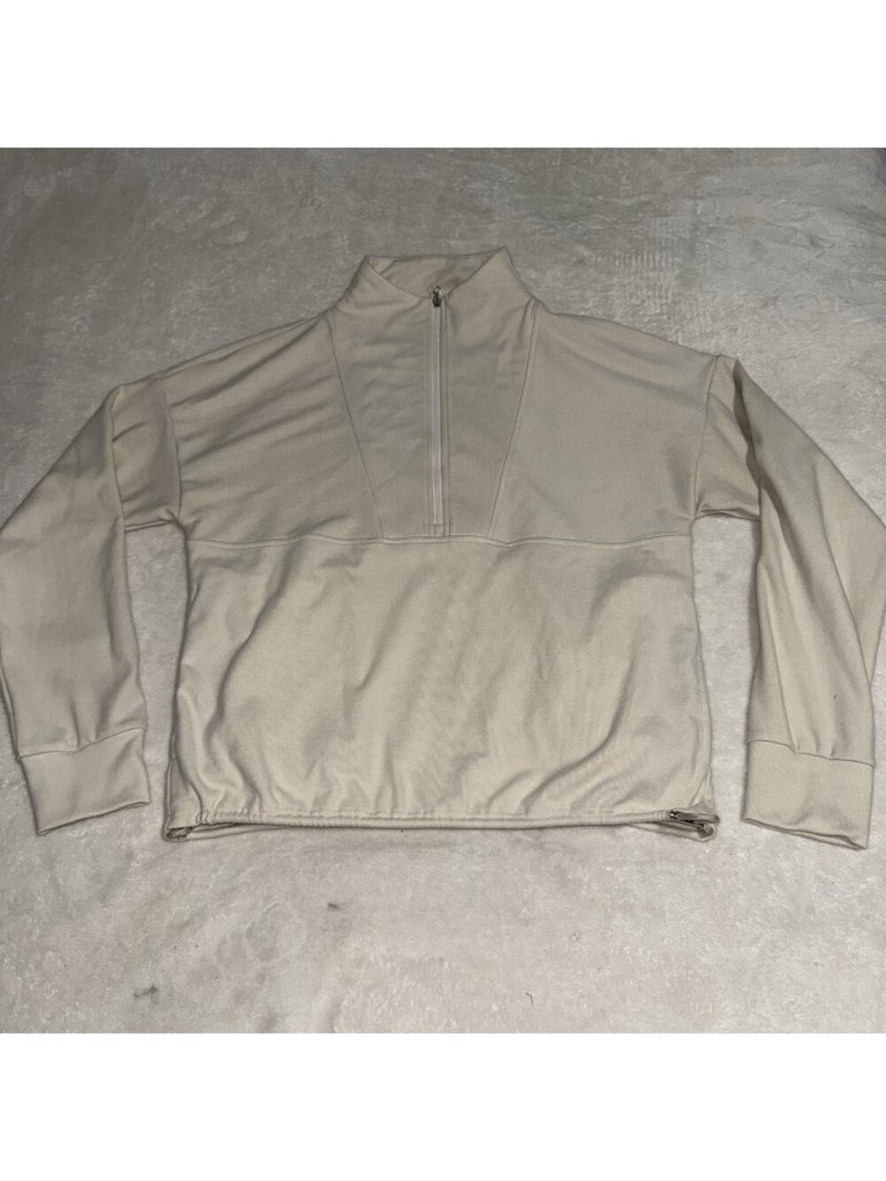 Varley Women’s Small Tan Half Zip Pullover Mock Neck Side Zip Hem